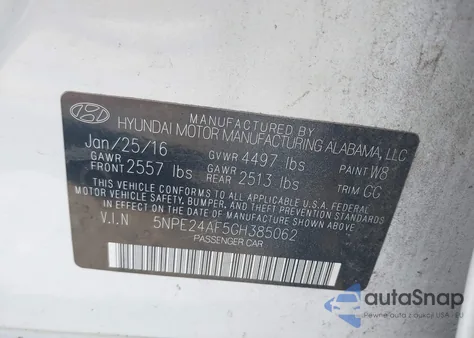 2016 Hyundai Sonata Se из США, поврежденный, VIN 5NPE24AF5GH385062